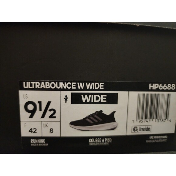 ADIDAS Ultrabounce Wide Running Shoes Women's Size US 9.5 Black NEW HP6688 - Picture 5 of 6